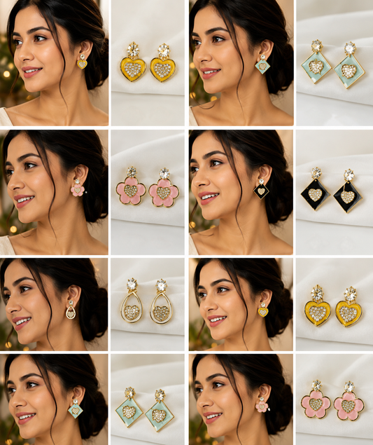 Pack of 4 Pairs Stylish Korean Earrings - Premium Luxury Lightweight Earrings