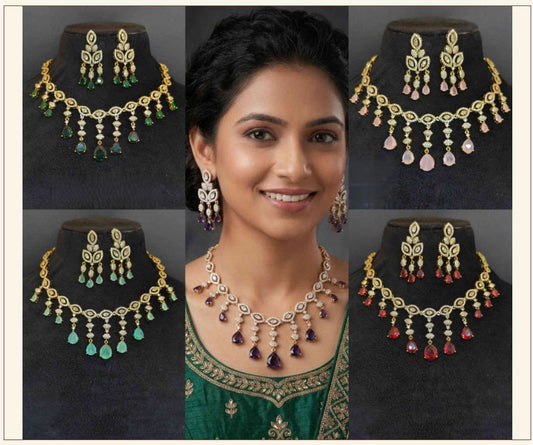 Mehndi Finishing Necklace Set 6044 - available in multiple colors