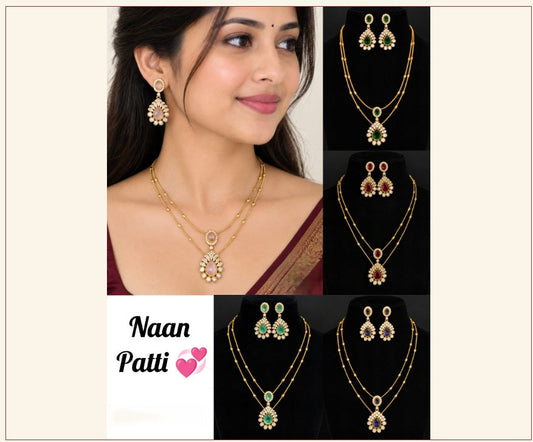 Naan Patti Two Layer Necklace Set 3061 - available in multiple colors