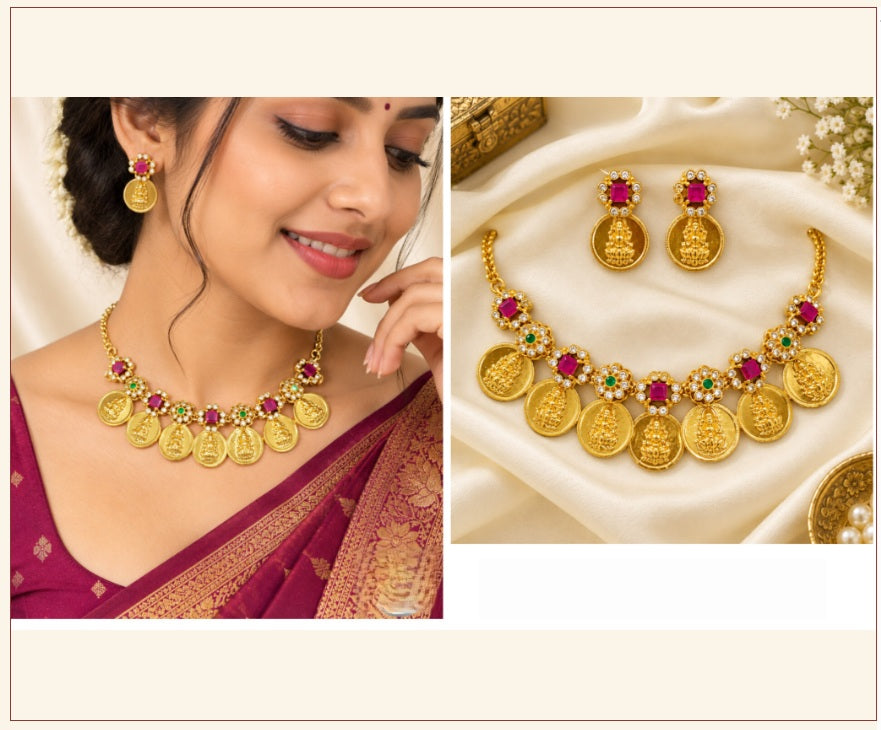 Premium Royal Naan Patti with Earrings Kasu Design
