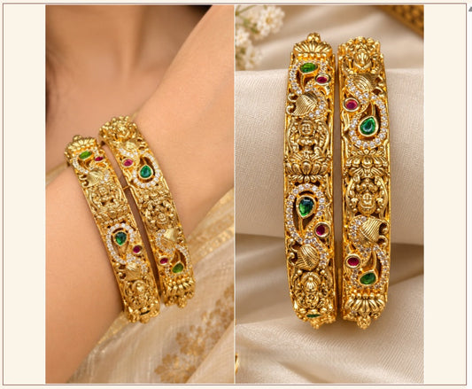 Beautiful Peacock Lakshmi Devi Bangles - Multicolor