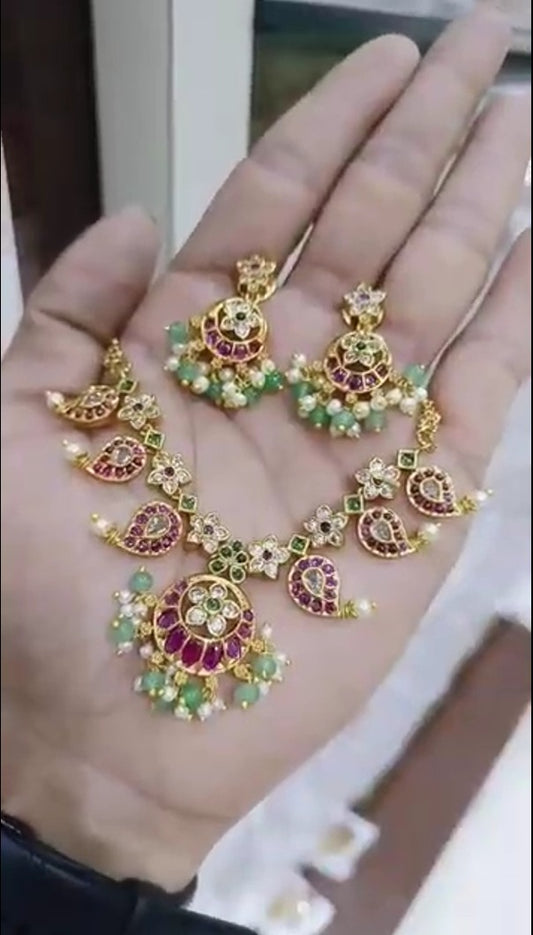 Premium Jadau Kundan Necklace with Earrings